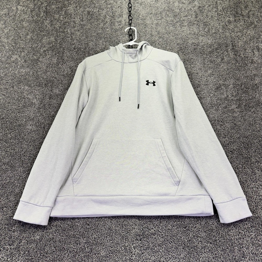 Under Armour Hoodie Mens Large Gray Fleece Pullover Kangaroo Pocket Loose Fit